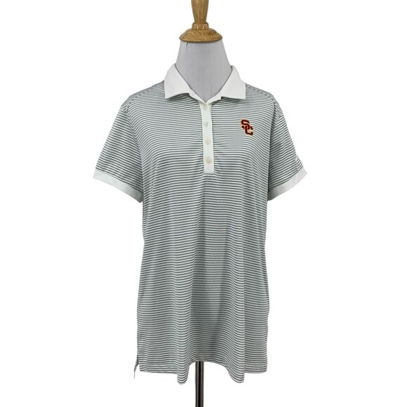 Nike Shirt Womens Extra Large White Gray Victory Dri Fit USC Trojans Golf Polo - Picture 1 of 12